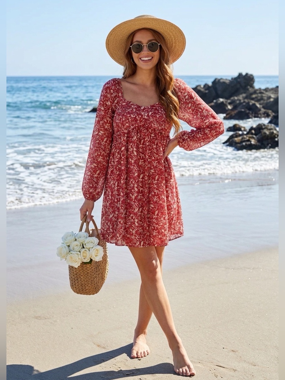 Quiksilver Live In The Moment Floral Mini Dress Cabernet Red Small NWT